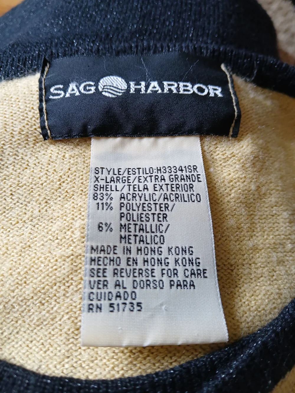 Sag Harbor Navy, Brown & Cream Striped Open-Front Cardigan Women's XL